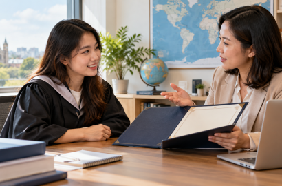 Người học trao đổi với chuyên viên về văn bằng do cơ sở giáo dục nước ngoài cấp, ảnh minh họa