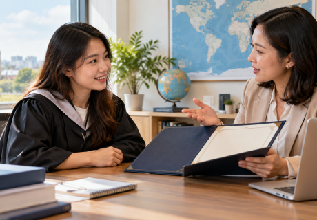 Người học trao đổi với chuyên viên về văn bằng do cơ sở giáo dục nước ngoài cấp, ảnh minh họa